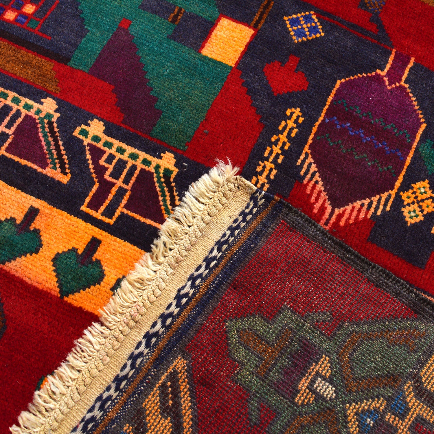 Pictorial Rug Handmade Multi Design