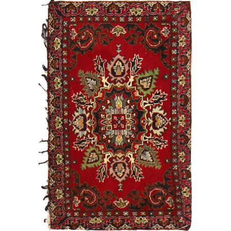 Balisht Area Rug Handmade Red Geometric 2x3 ft
