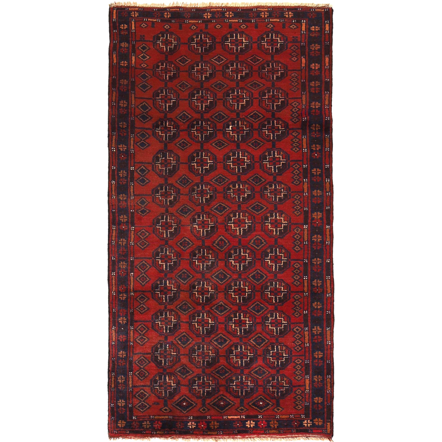 Baluchi Rug Handmade Red Geometric 4x6 ft