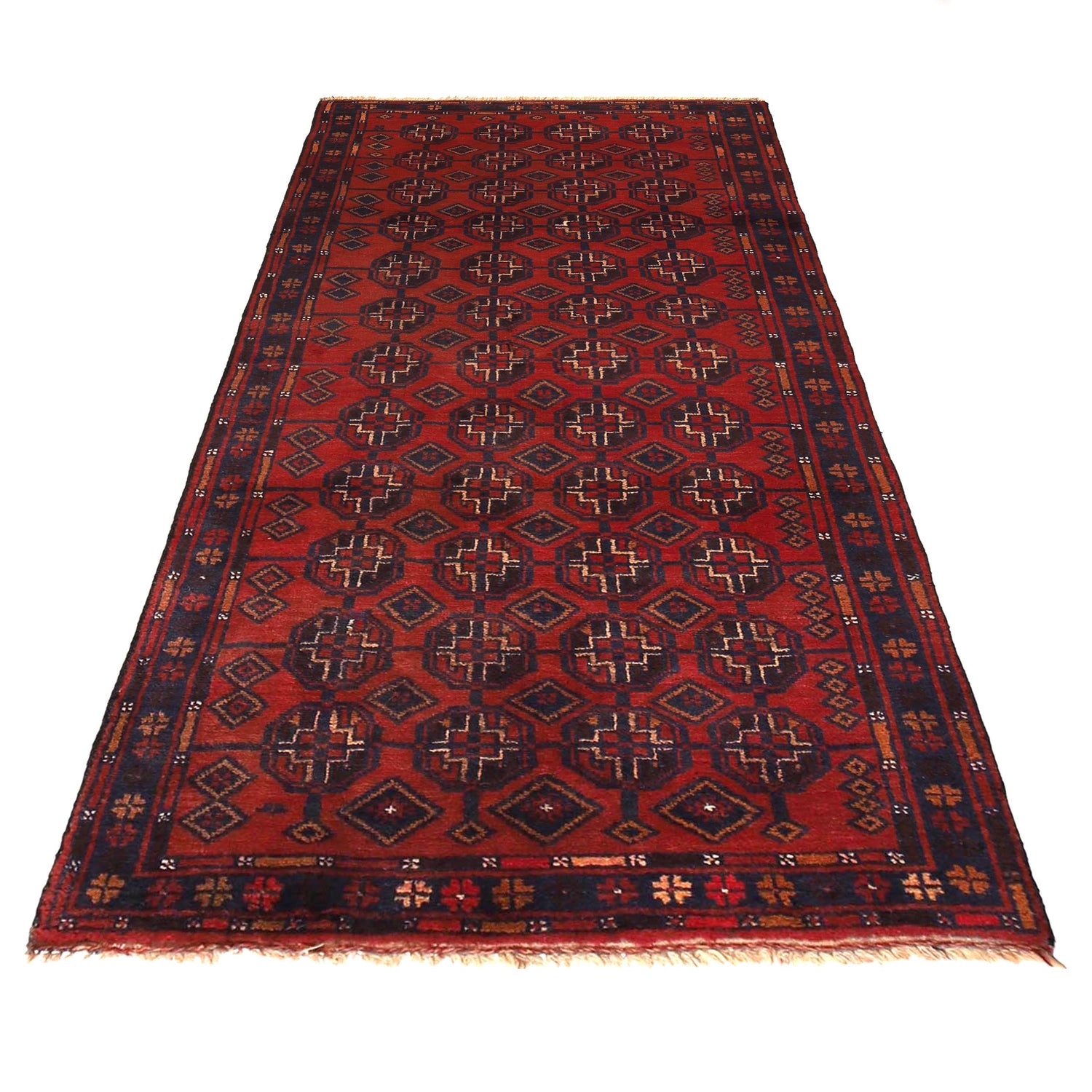 Baluchi Rug Handmade Red Geometric 4x6 ft