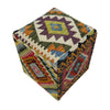 Vegetable Kilim Stool Cover Handmade Multi Geometric 1x1 ft
