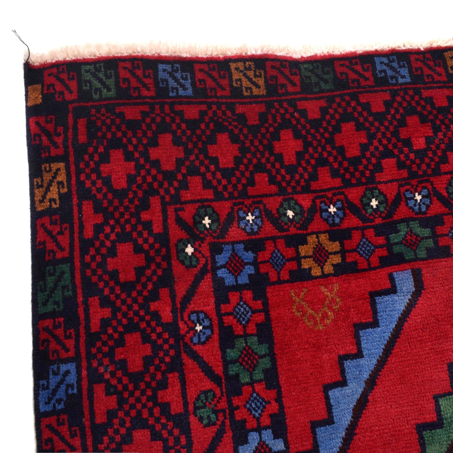 Baluchi Rug Handmade Deep Red Geometric 9x12 ft