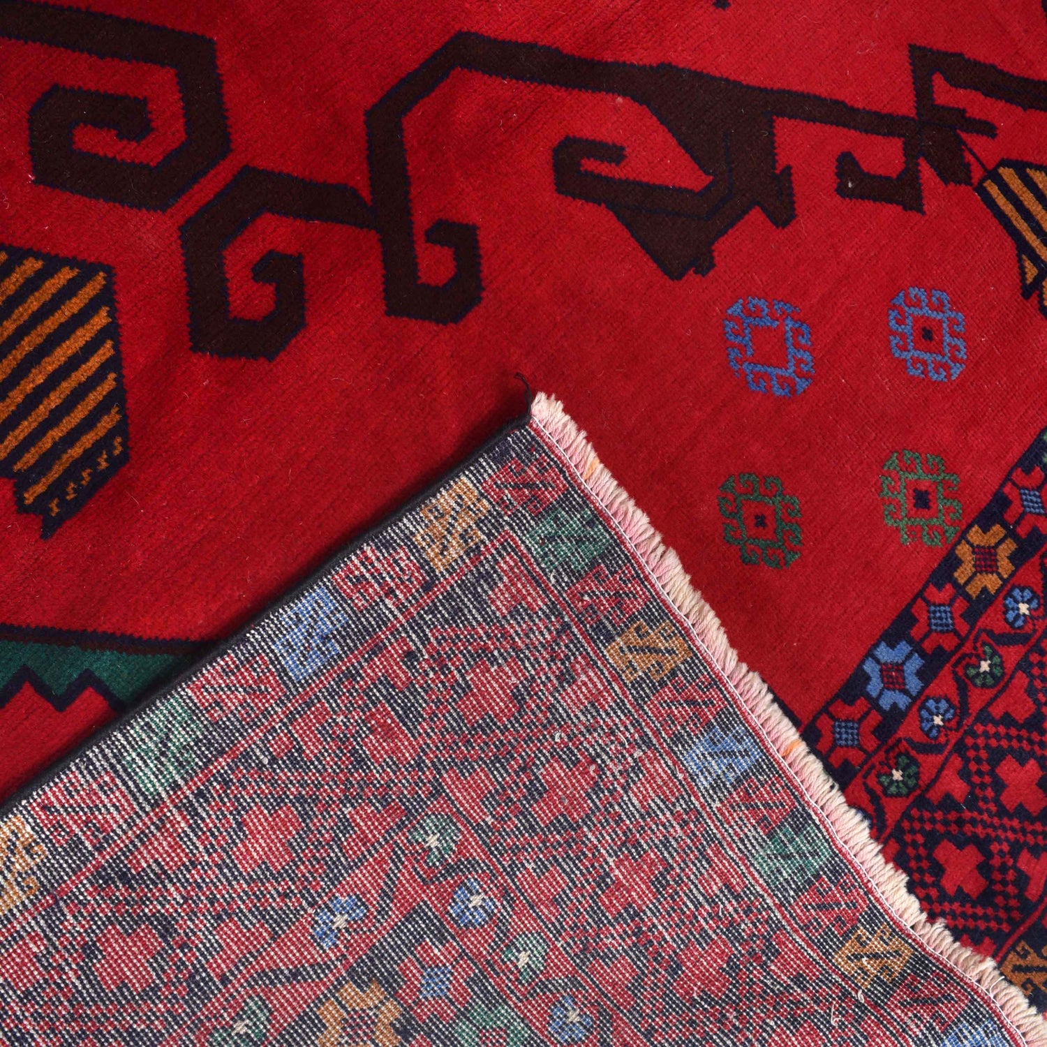 Baluchi Rug Handmade Deep Red Geometric 9x12 ft