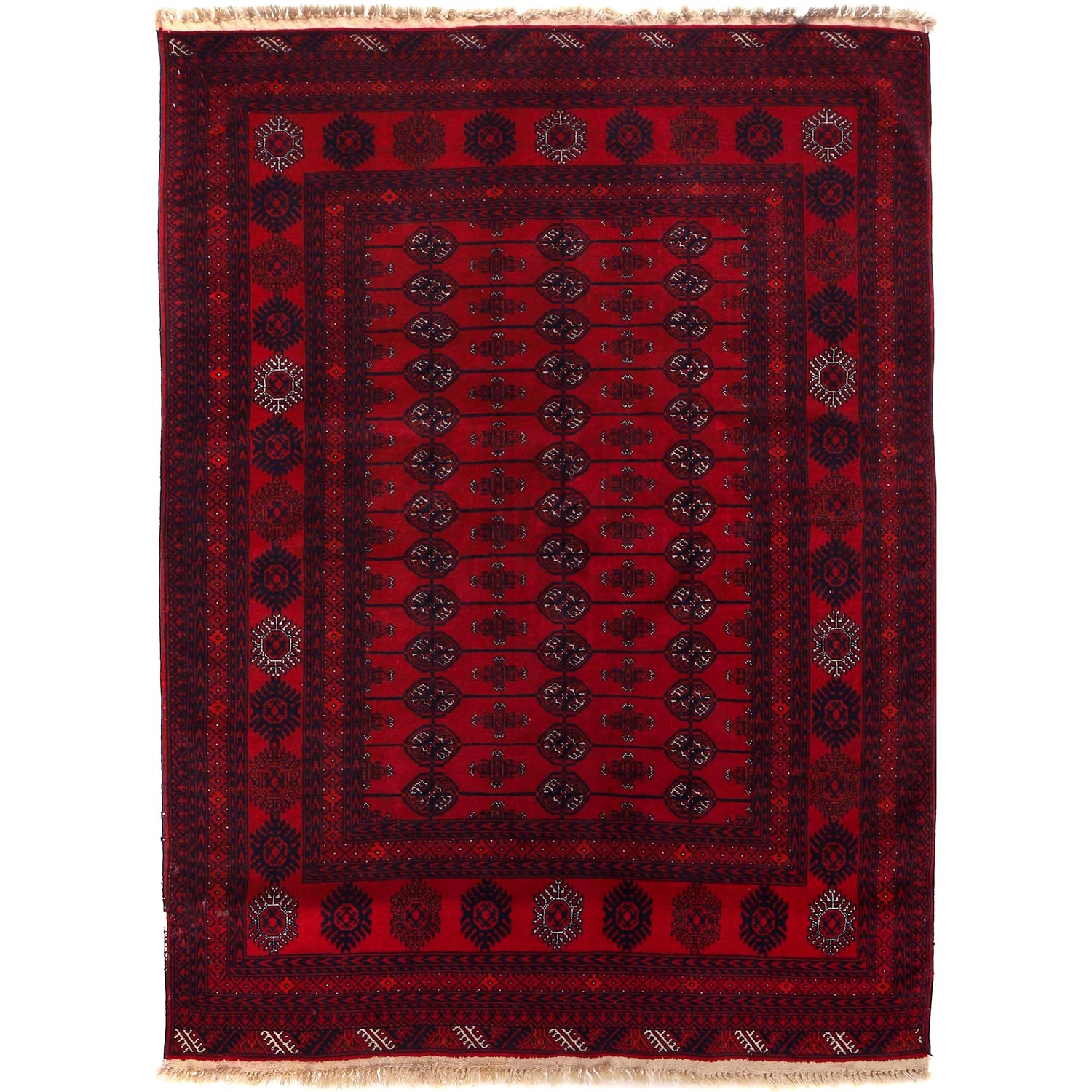 Bokhara Rug Handmade Vibrant Red Medallion 4x6 ft