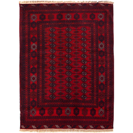 Bokhara Rug Handmade Vibrant Red Medallion 4x6 ft