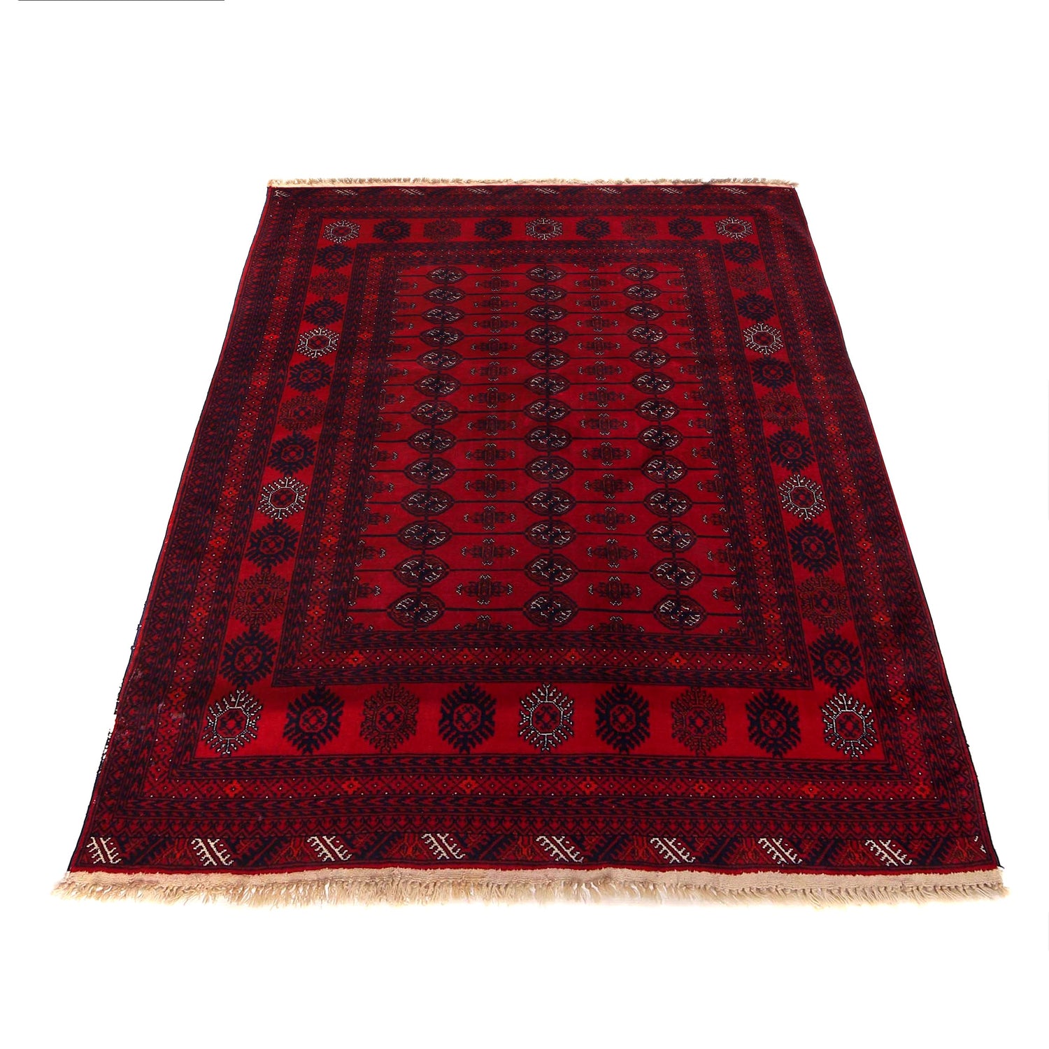 Bokhara Rug Handmade Vibrant Red Medallion 4x6 ft