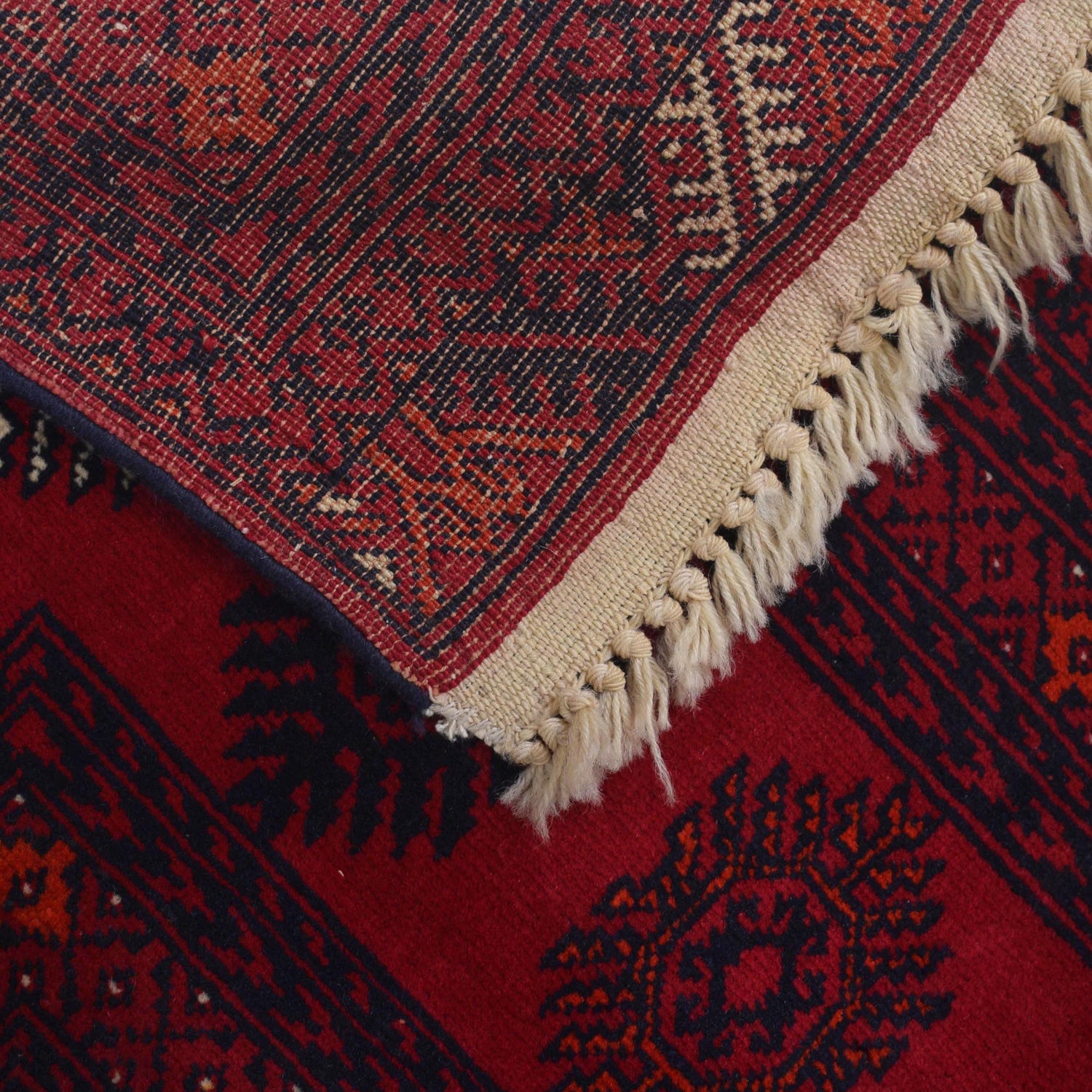 Bokhara Rug Handmade Vibrant Red Medallion 4x6 ft
