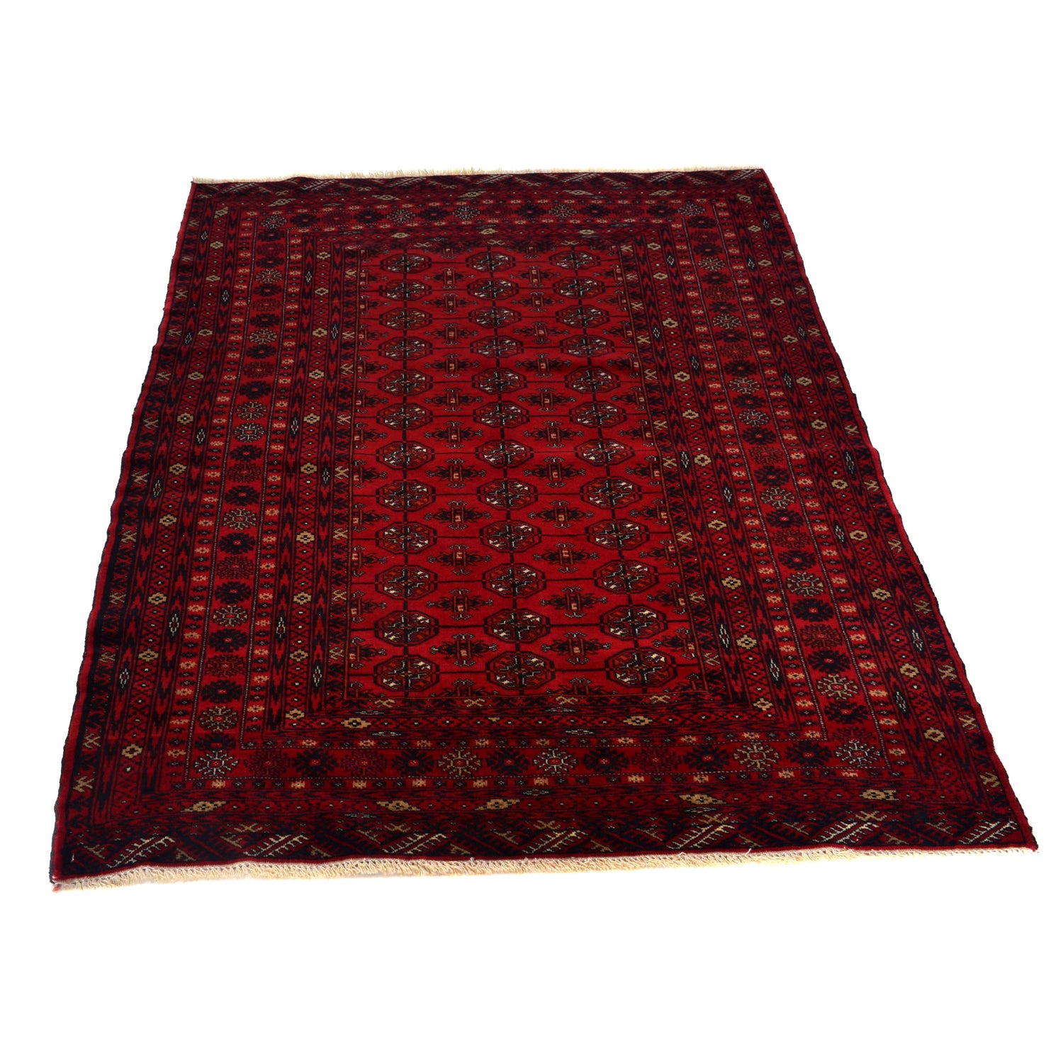 Bokhara Rug Handmade Vibrant Red Medallion 4x6 ft