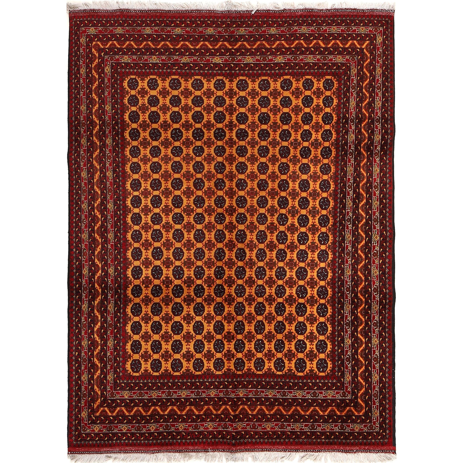 Khoja Roshnai Area Rug Handmade Orange Floral 4x7 ft