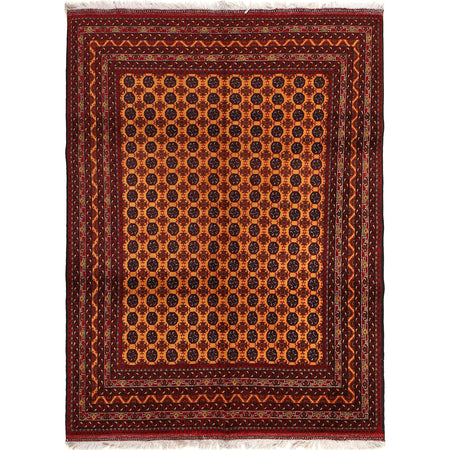Khoja Roshnai Area Rug Handmade Orange Floral 4x7 ft