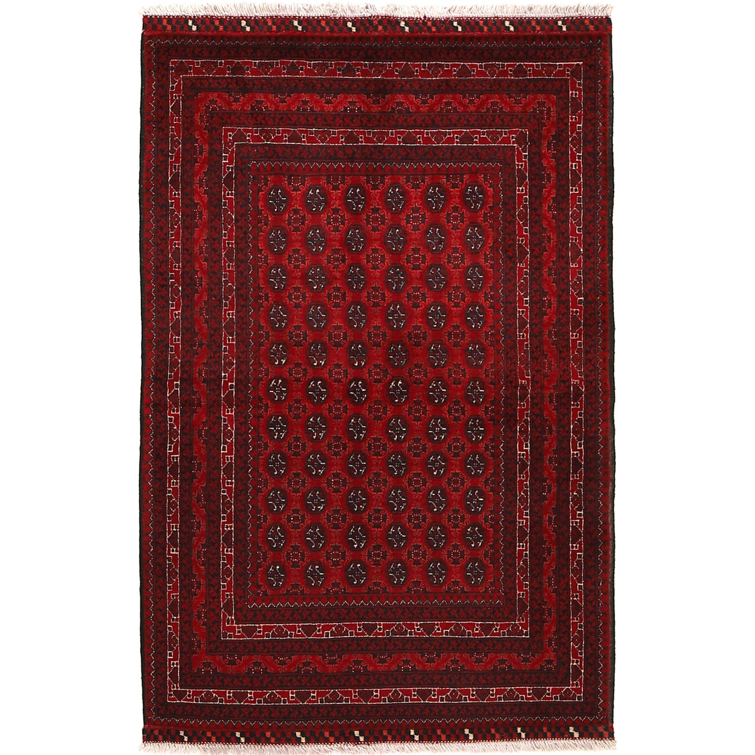Khoja Roshnai Area Rug Handmade Burgundy Red Floral 3x5 ft