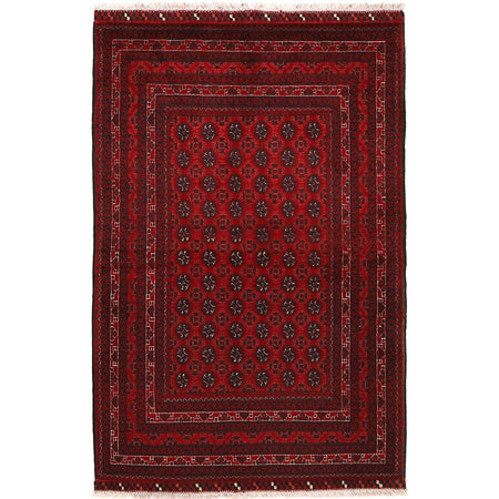 Khoja Roshnai Area Rug Handmade Burgundy Red Floral 3x5 ft