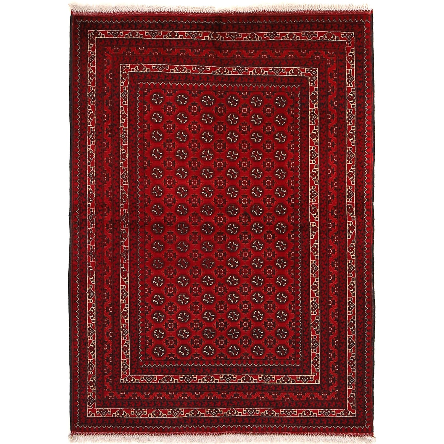 Khoja Roshnai Area Rug Handmade Burgundy Red Floral 3x5 ft