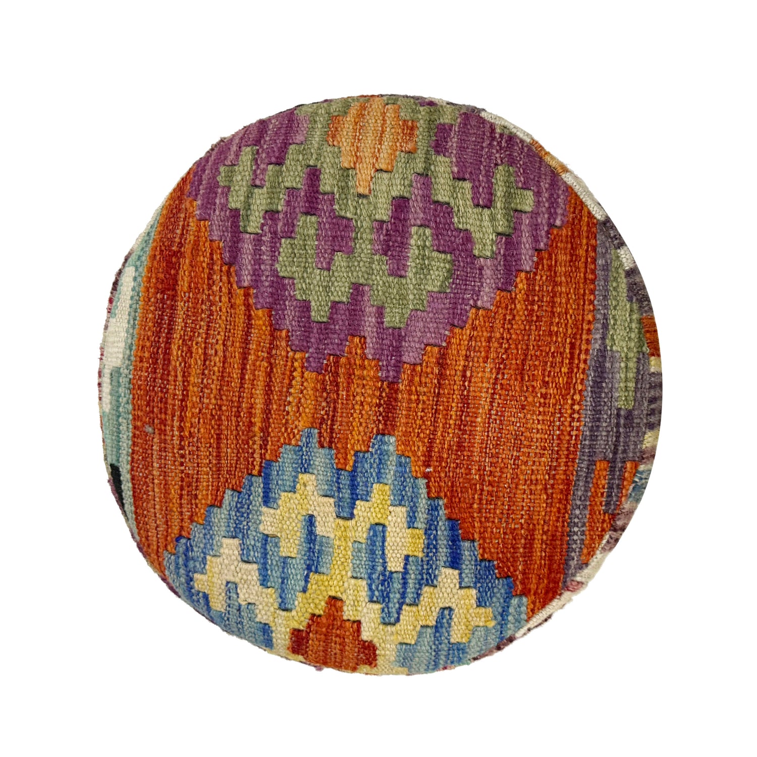 Vegetable Kilim Stool Cover Handmade Multi Geometric 1x1 ft