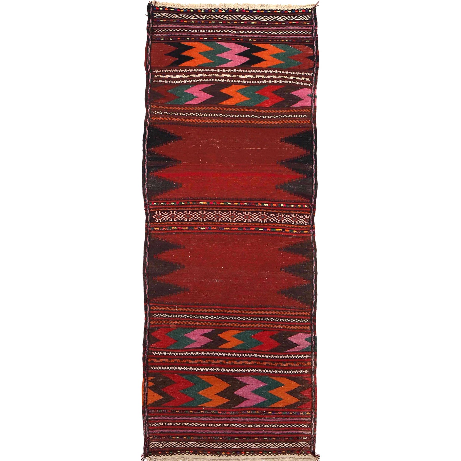 Table Sheet Runner Rug Handmade Maroon Curvilinear 6' Runner
