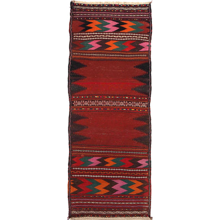 Table Sheet Runner Rug Handmade Maroon Curvilinear 6' Runner