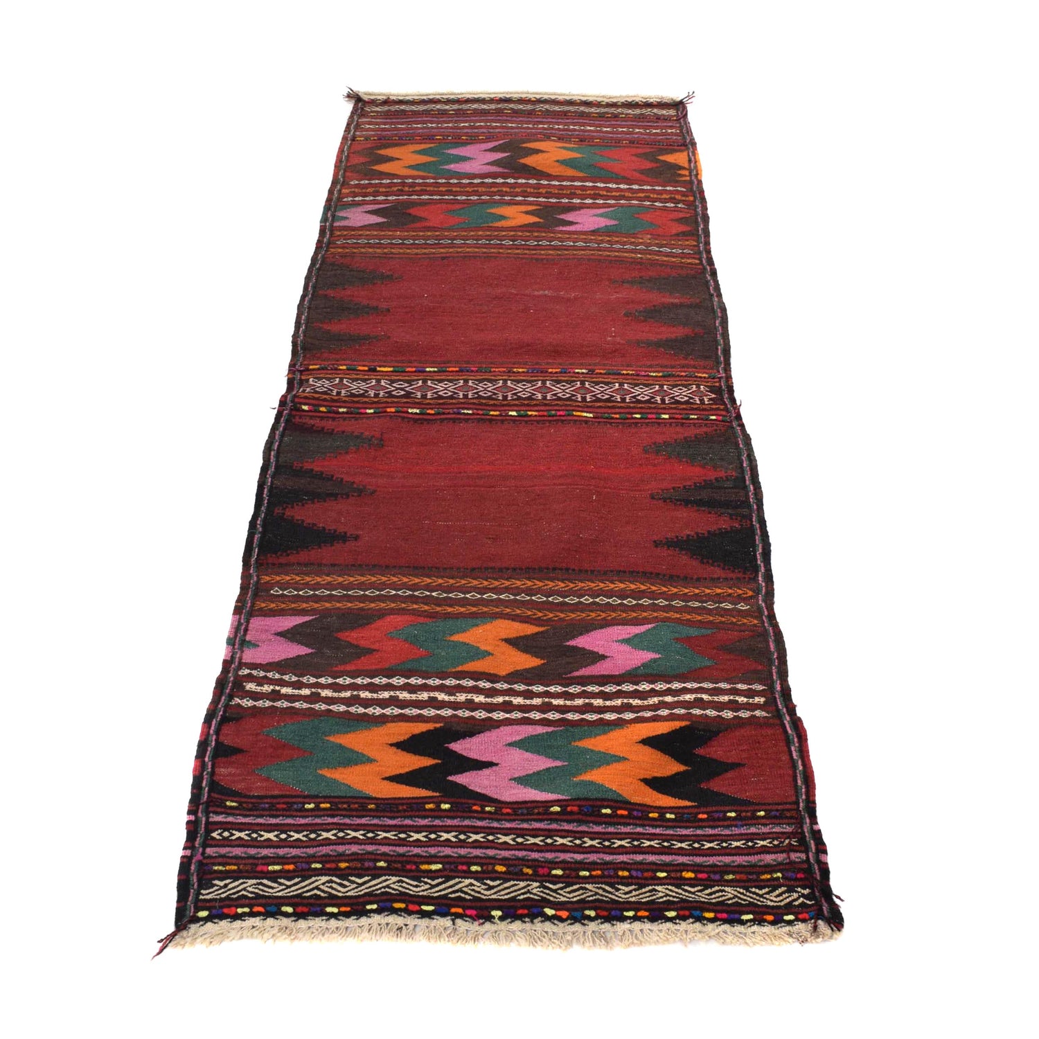 Table Sheet Runner Rug Handmade Maroon Curvilinear 6' Runner