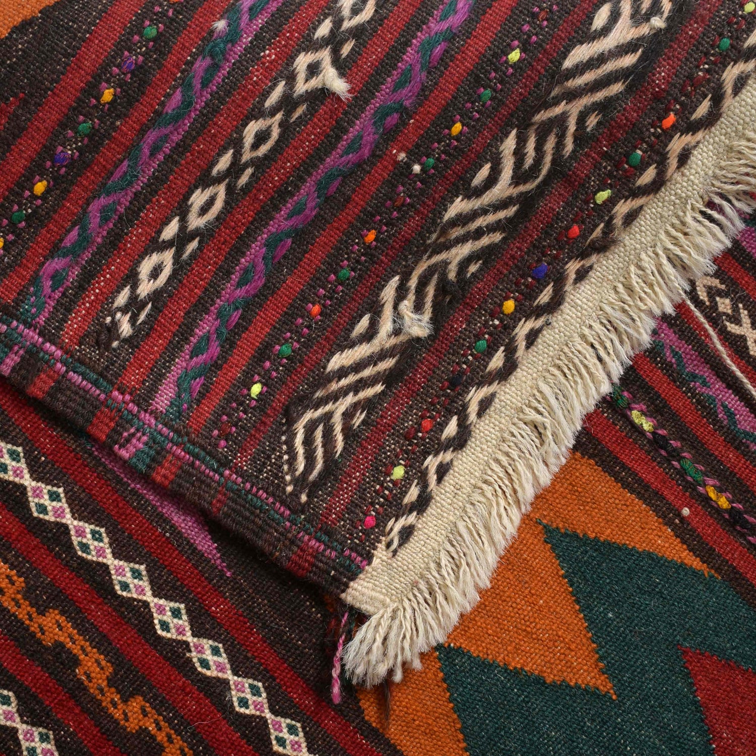 Table Sheet Runner Rug Handmade Maroon Curvilinear 6' Runner