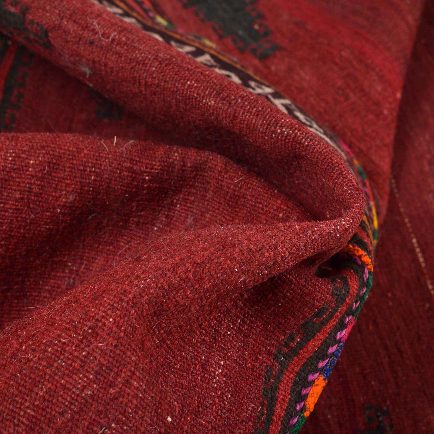 Table Sheet Runner Rug Handmade Maroon Curvilinear 6' Runner