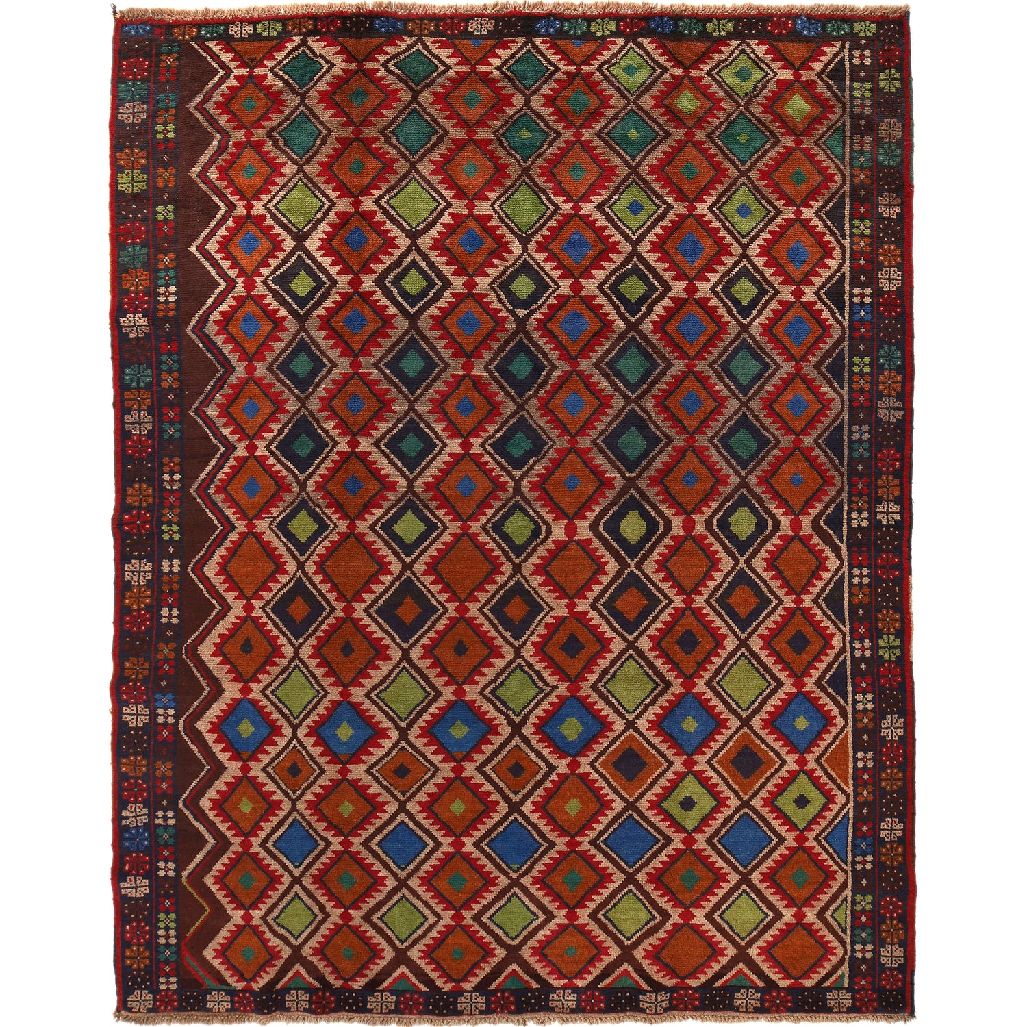 Kohistani Area Rug Handmade Multi Geometric 5x8 ft