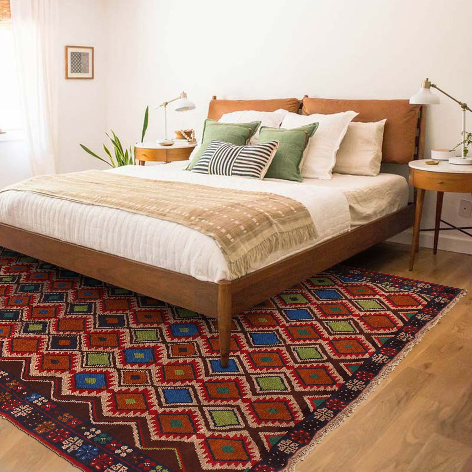 Kohistani Area Rug Handmade Multi Geometric 5x8 ft