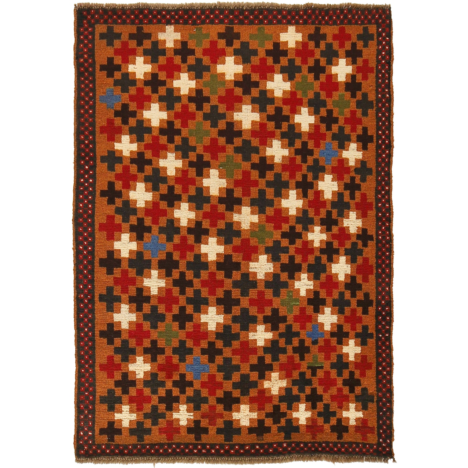 Baluchi Rug Handmade Orange Geometric 3x5 ft