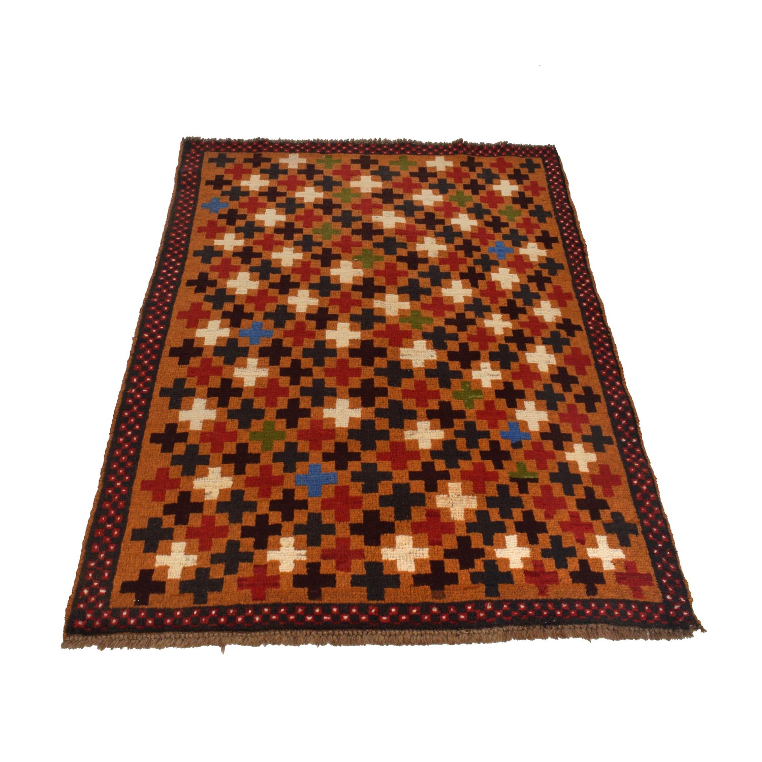 Baluchi Rug Handmade Orange Geometric 3x5 ft