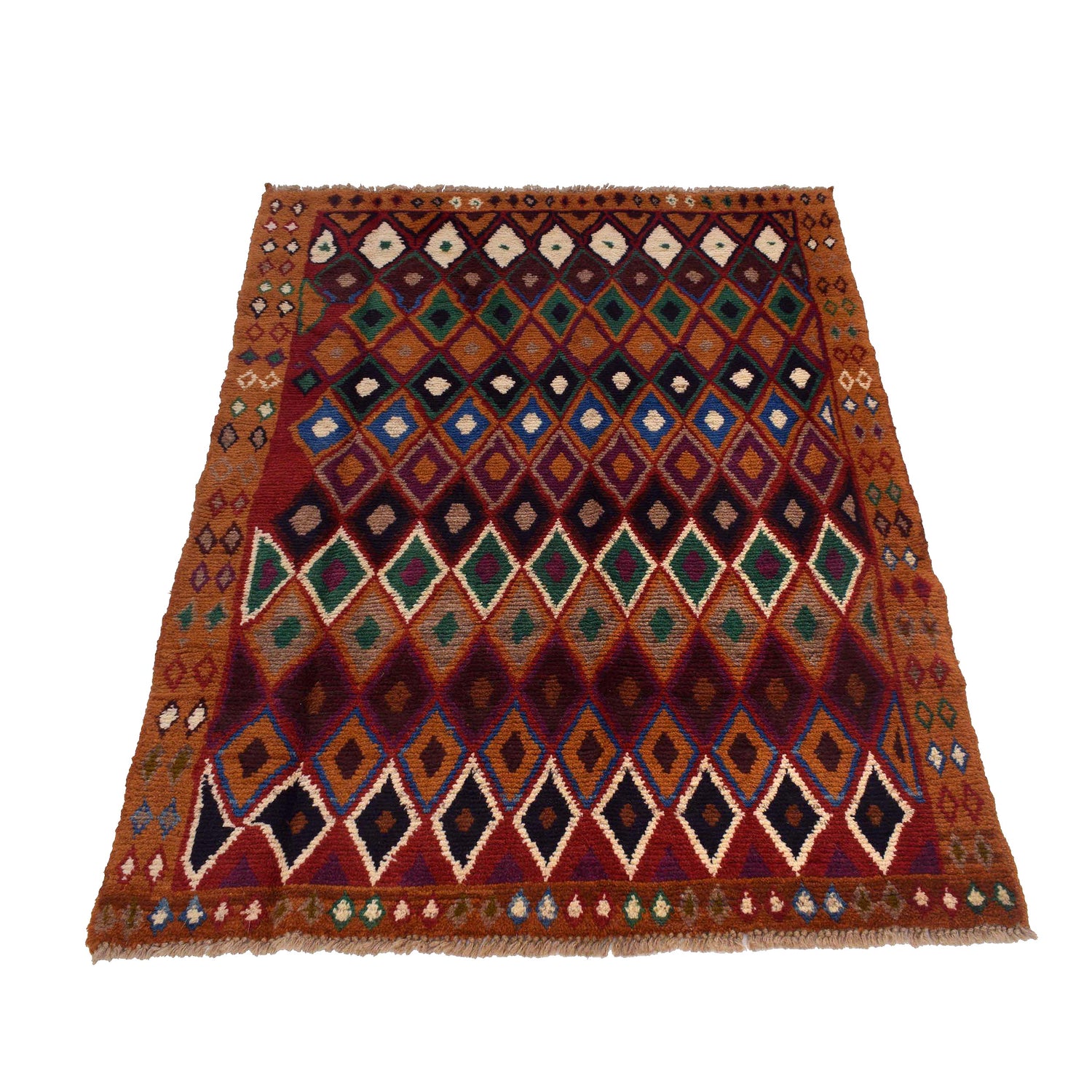 Baluchi Rug Handmade Orange Geometric 3x5 ft