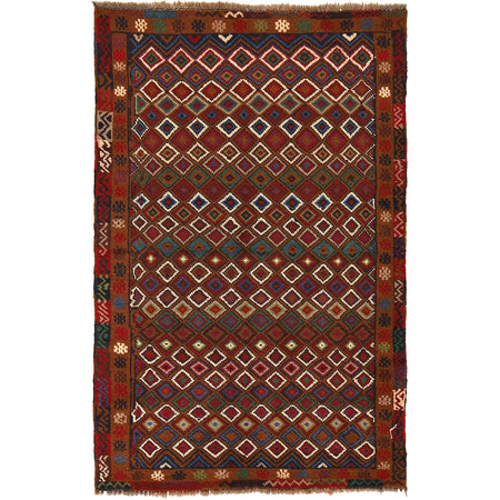 Baluchi Rug Handmade Brown Geometric 3x5 ft