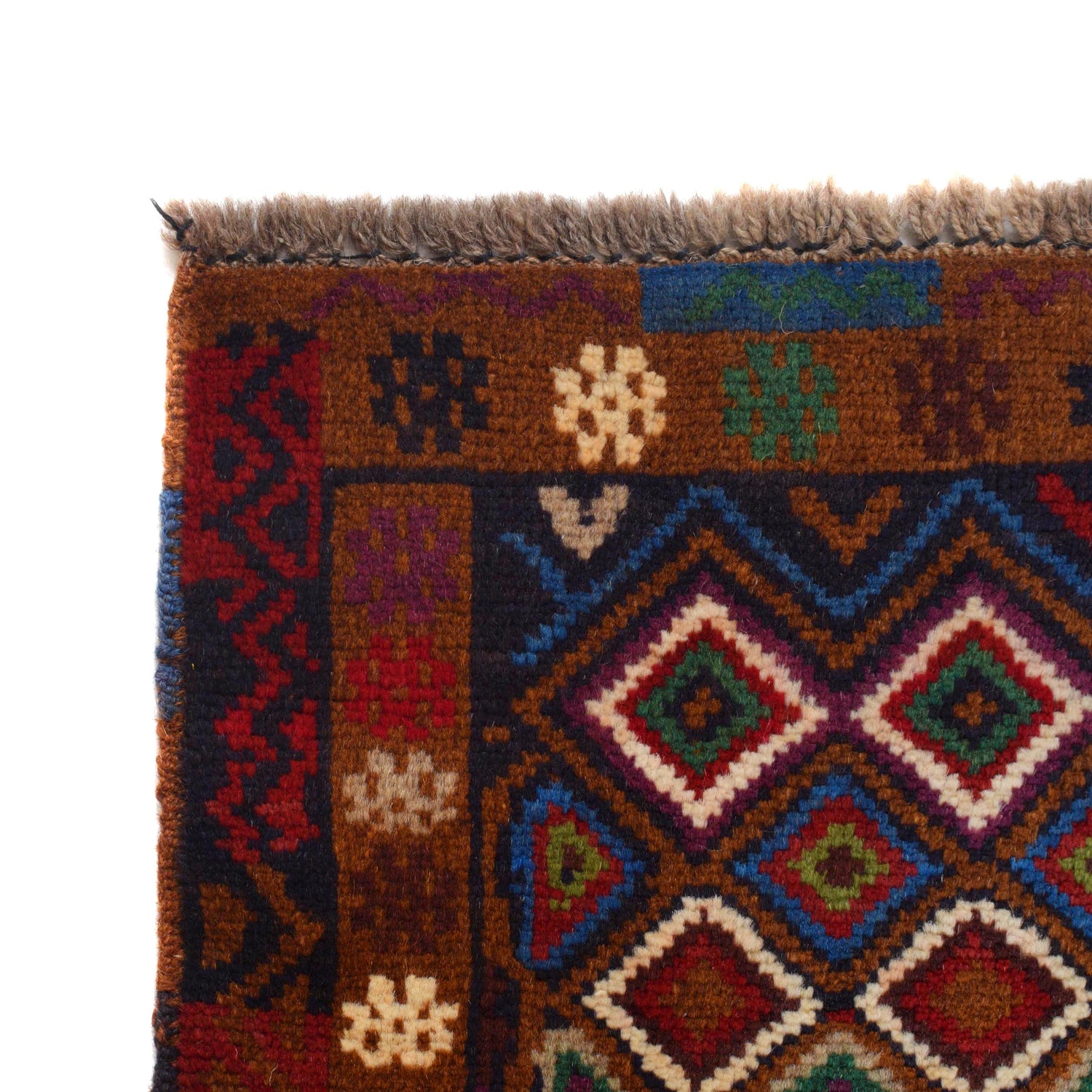Baluchi Rug Handmade Brown Geometric 3x5 ft