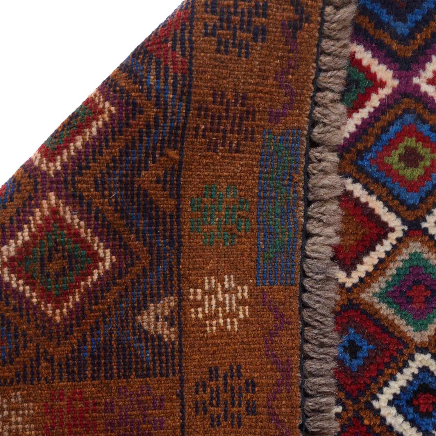 Baluchi Rug Handmade Brown Geometric 3x5 ft
