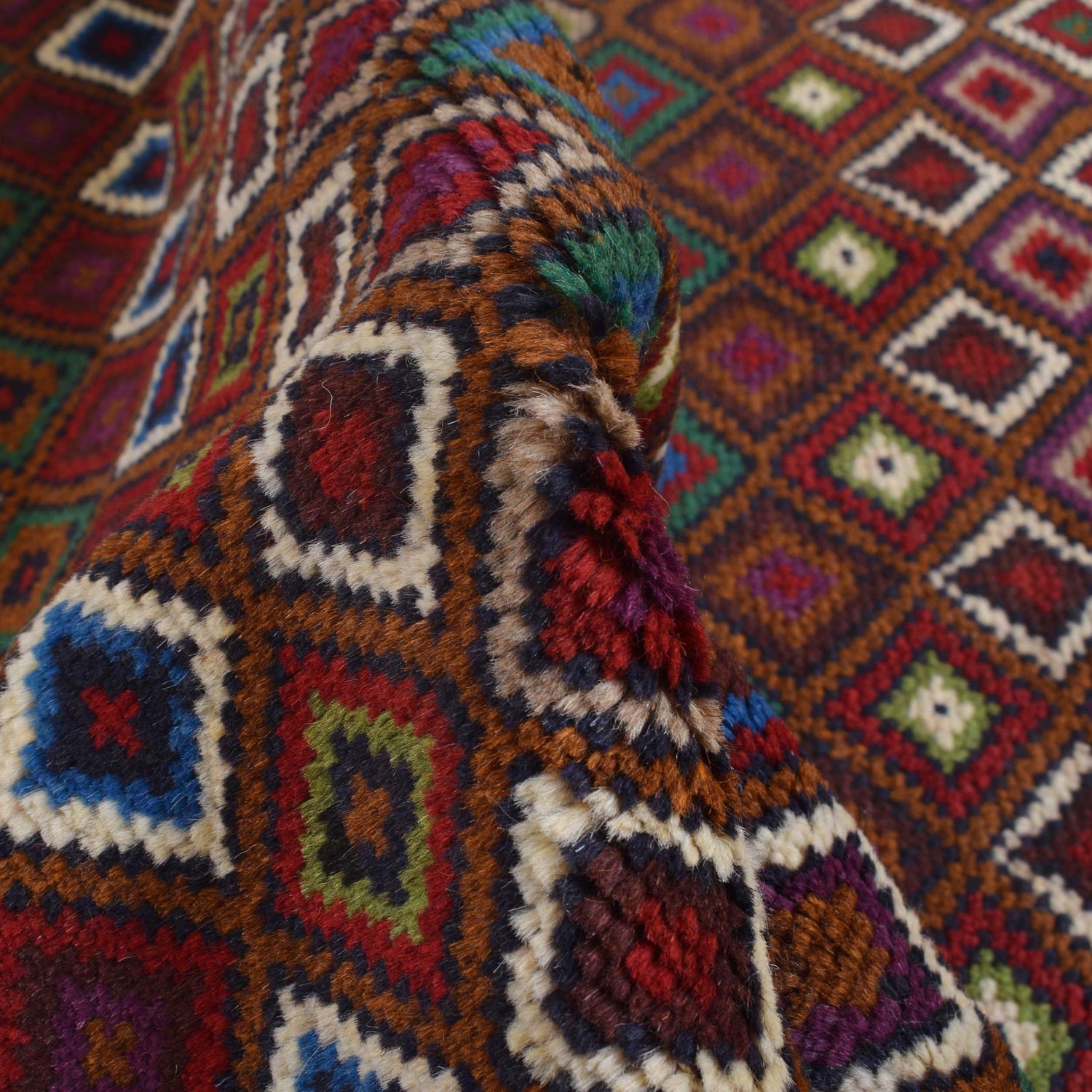 Baluchi Rug Handmade Brown Geometric 3x5 ft