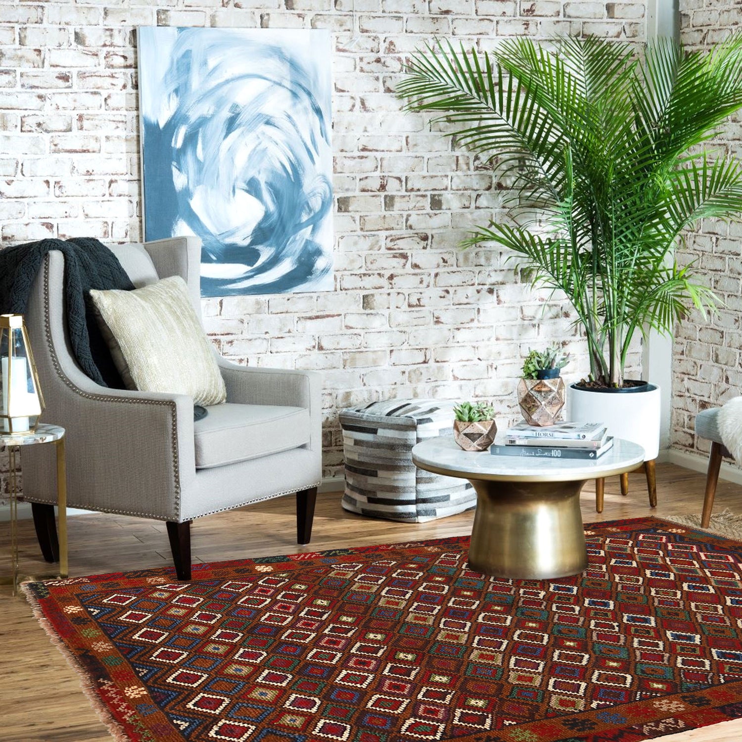 Baluchi Rug Handmade Brown Geometric 3x5 ft