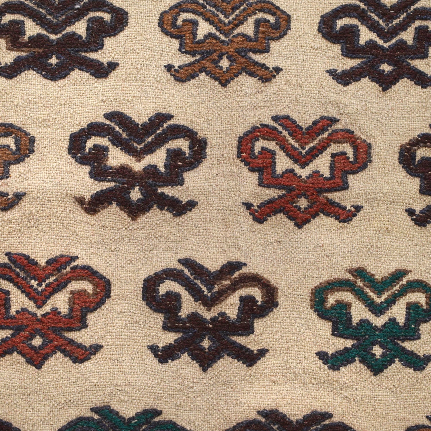 Soumak Kilim Area Rug Handmade White Floral 4x6 ft