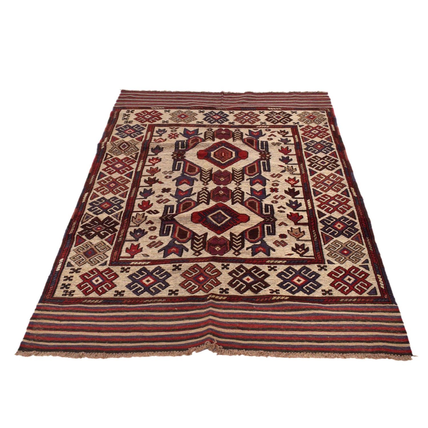 Barjasta Area Rug Handmade Beige Floral 4x6 ft