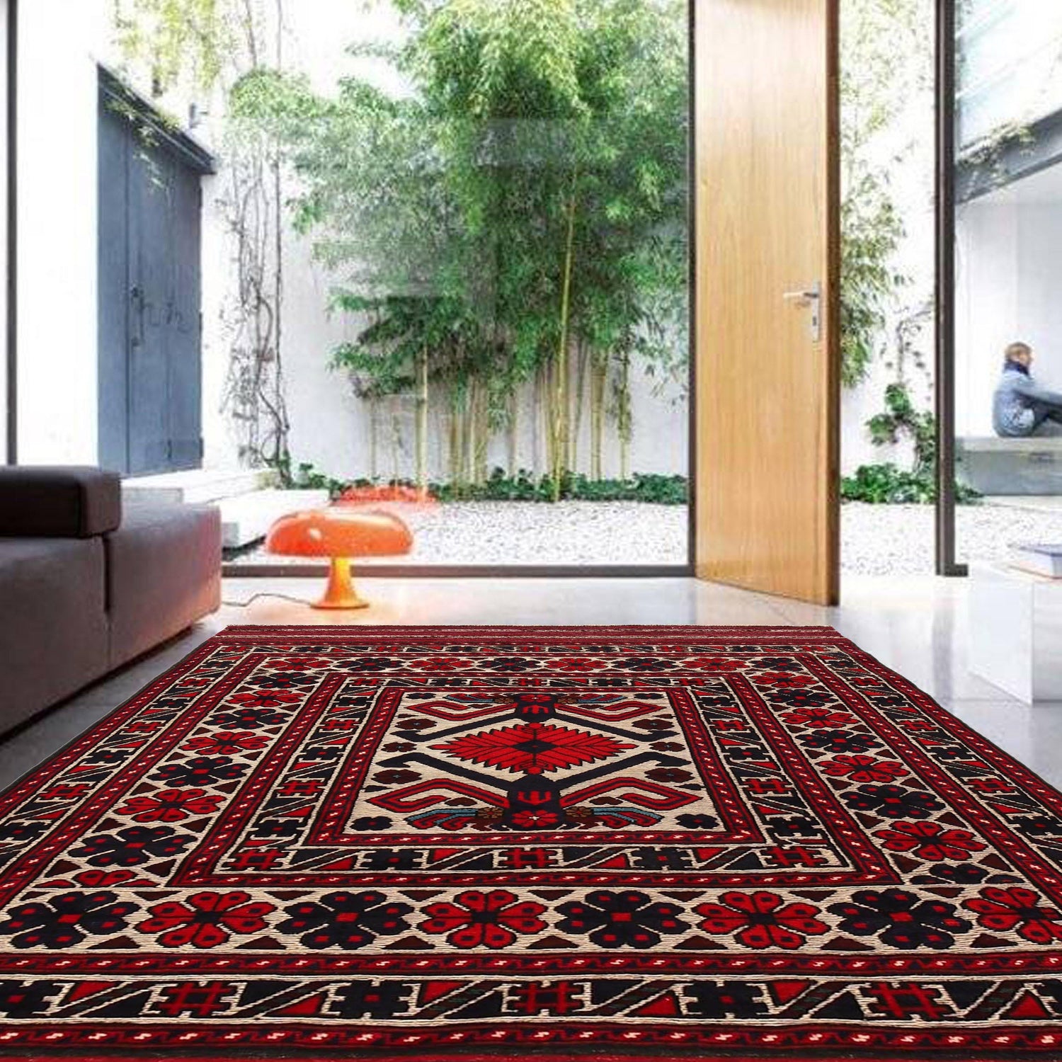 Barjasta Area Rug Handmade Beige Floral 4x6 ft