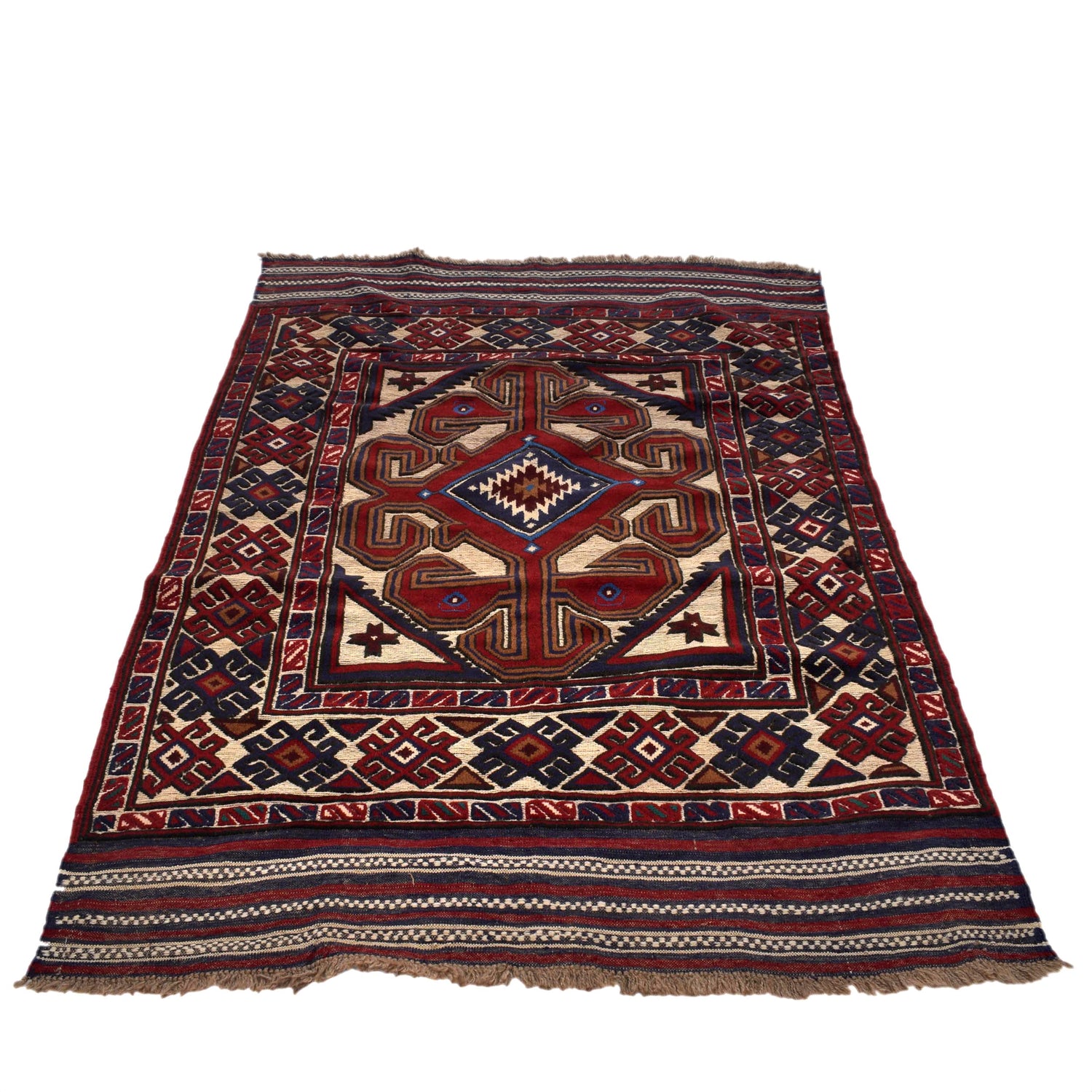 Barjasta Area Rug Handmade Beige Floral 4x6 ft