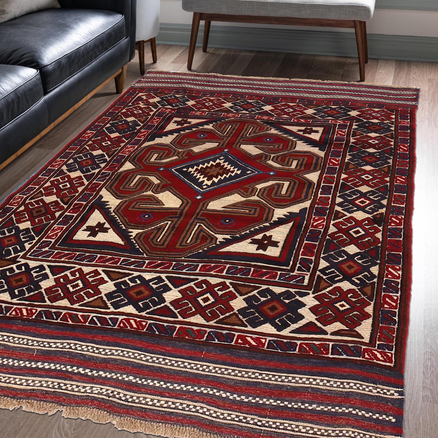 Barjasta Area Rug Handmade Beige Floral 4x6 ft