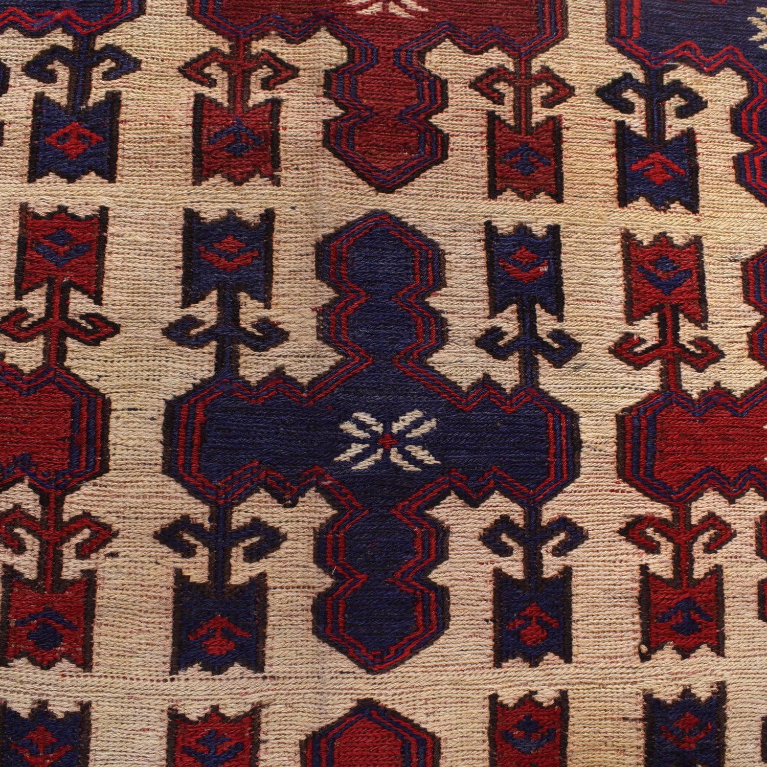 Saghari Kilim Area Rug Handmade Beige Floral 6x9 ft