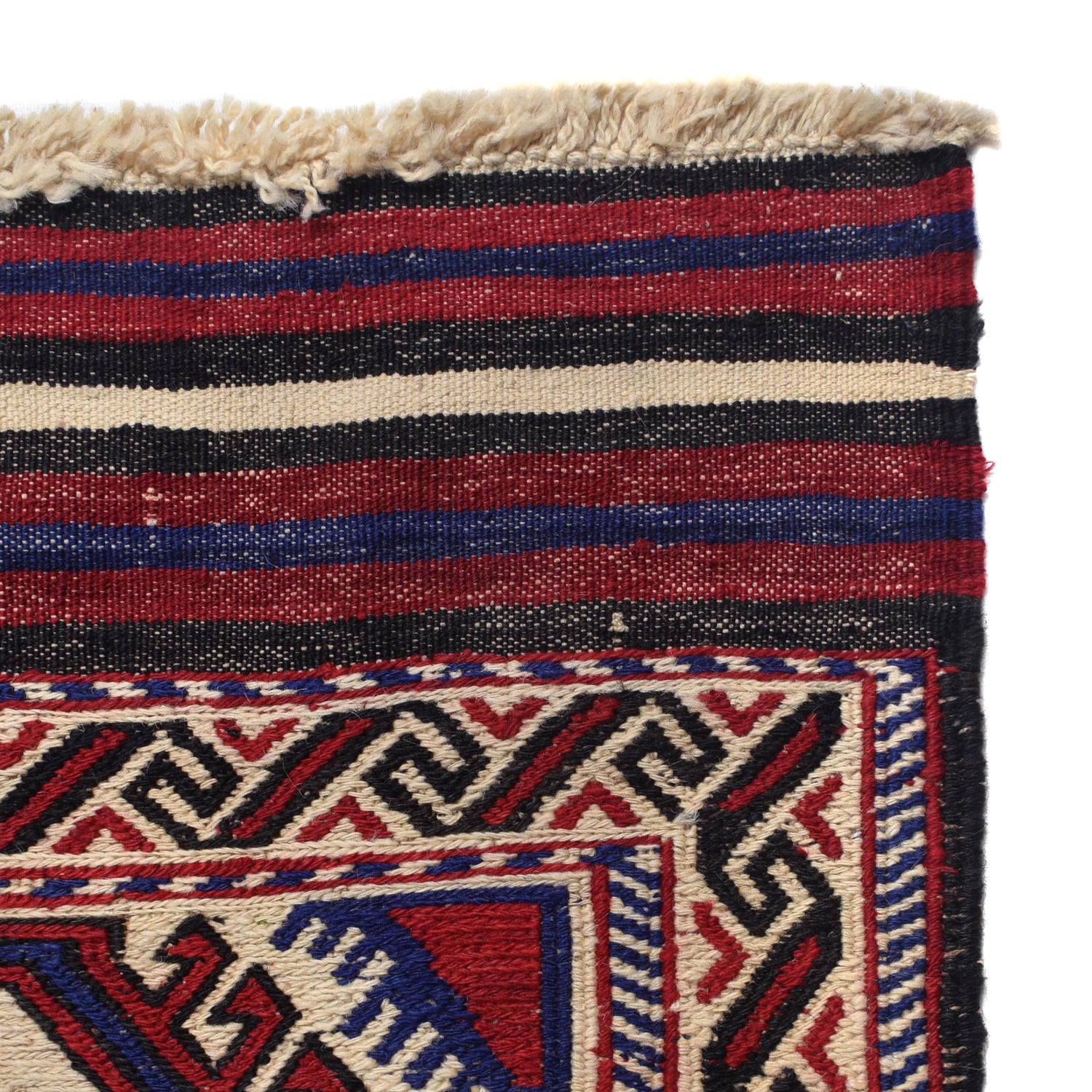 Saghari Kilim Area Rug Handmade Beige Geometric 7x10 ft