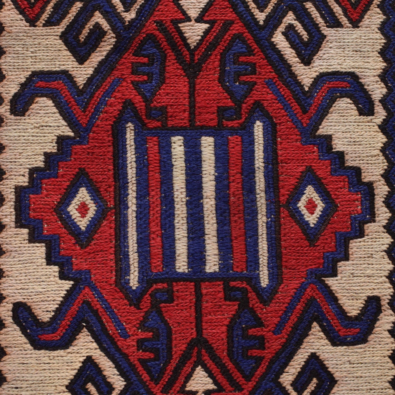 Saghari Kilim Area Rug Handmade Beige Floral 7x10 ft