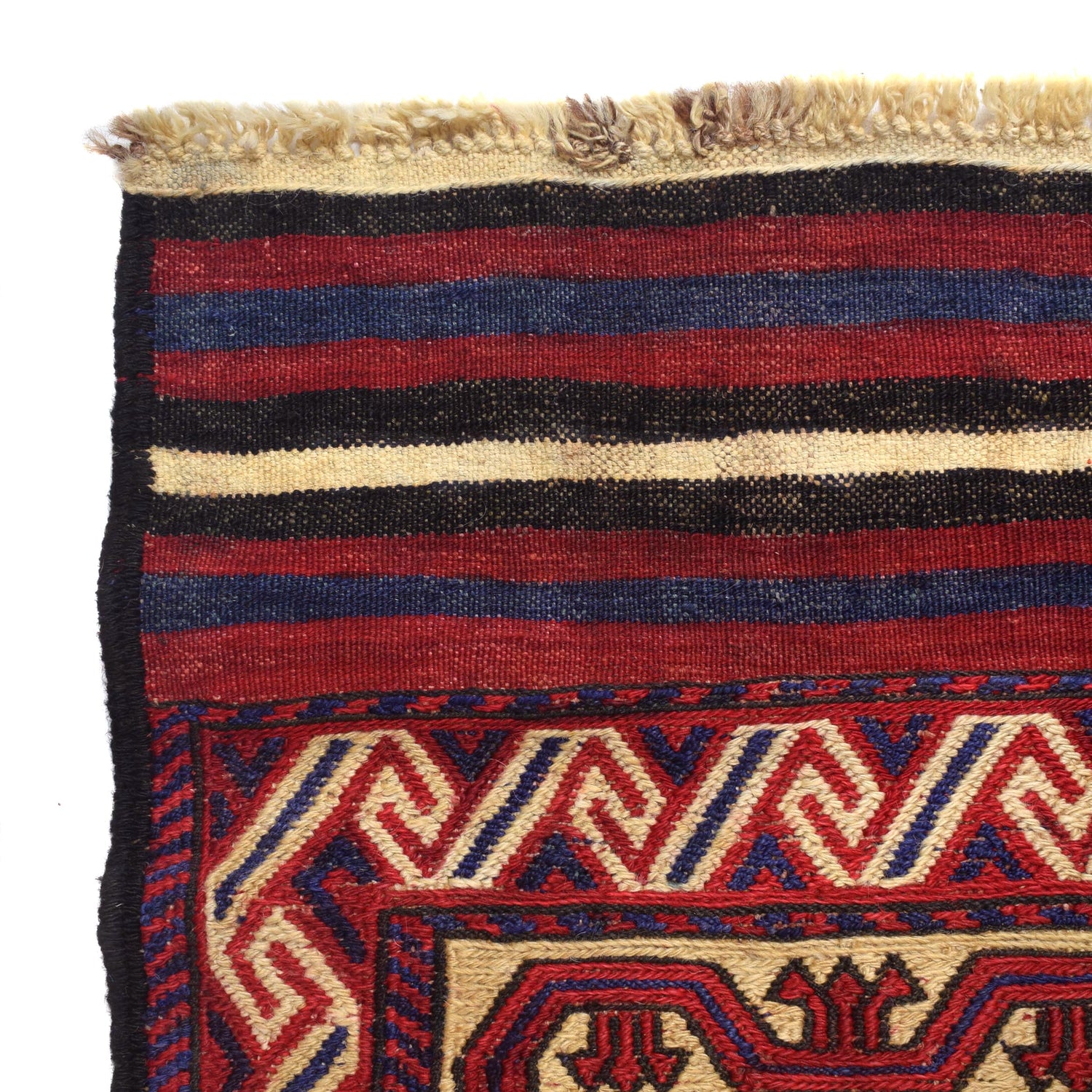 Saghari Kilim Area Rug Handmade Beige Floral 7x10 ft