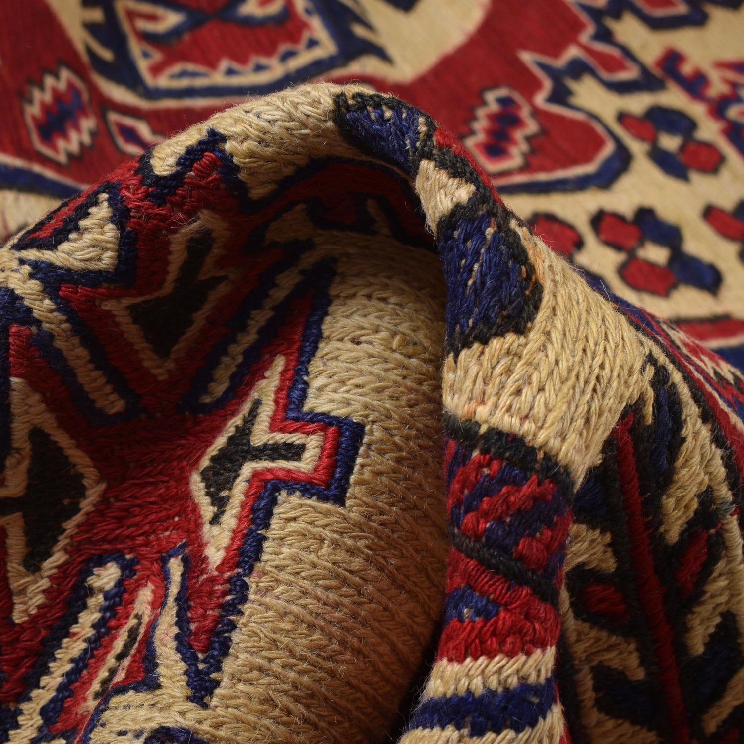 Saghari Kilim Area Rug Handmade Beige Floral 7x10 ft