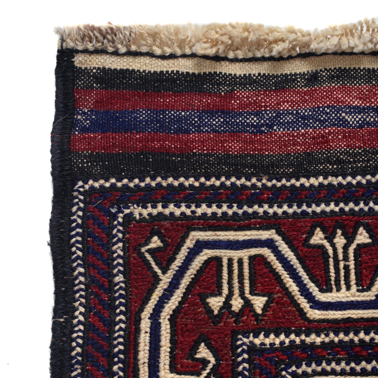Saghari Kilim Area Rug Handmade Beige Geometric 7x10 ft