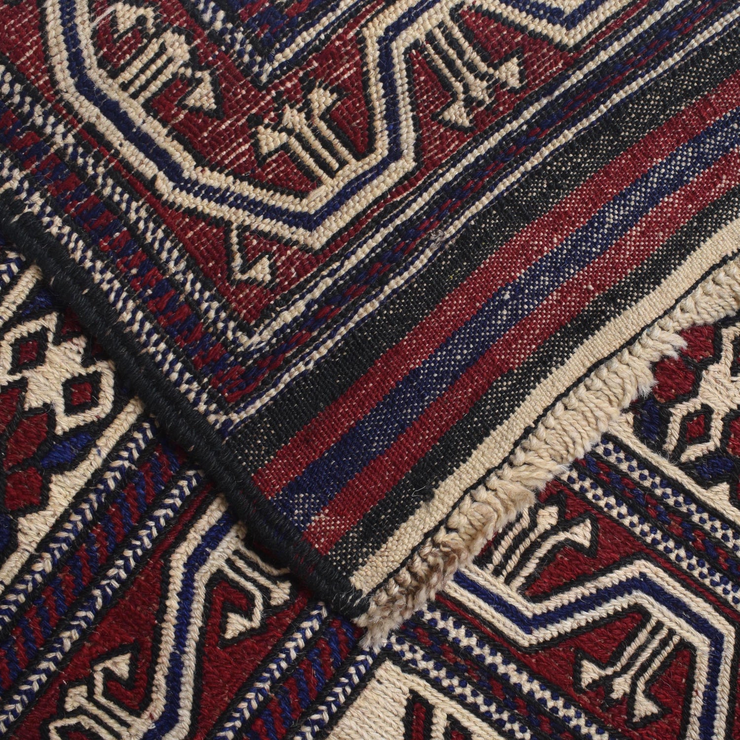 Saghari Kilim Area Rug Handmade Beige Geometric 7x10 ft