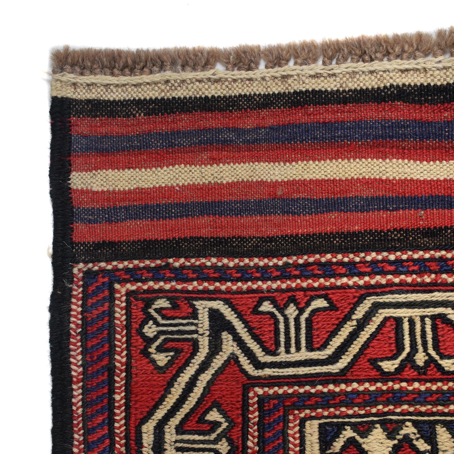 Saghari Kilim Area Rug Handmade Beige Geometric 7x10 ft