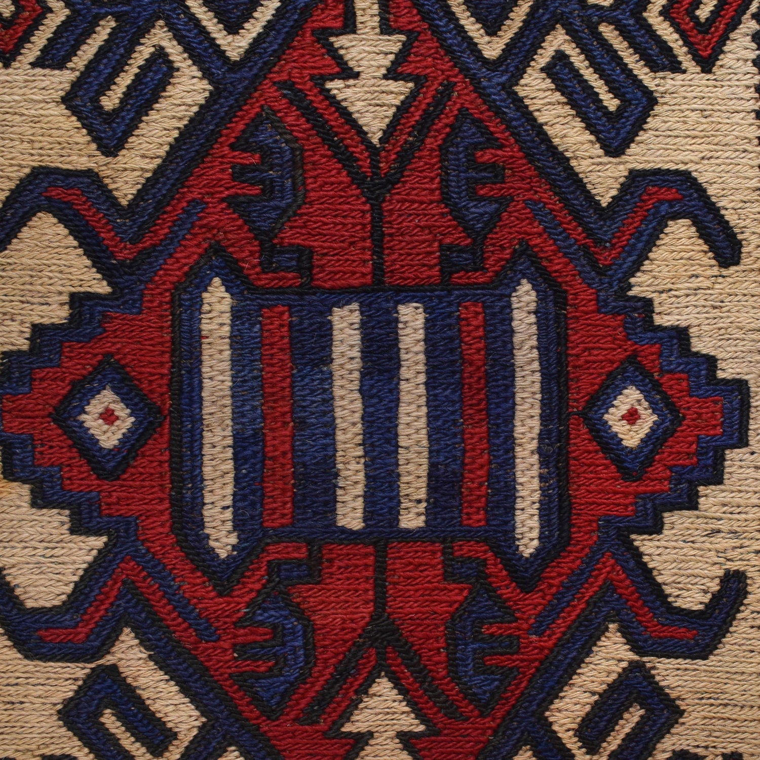 Saghari Kilim Area Rug Handmade Beige Geometric 7x10 ft