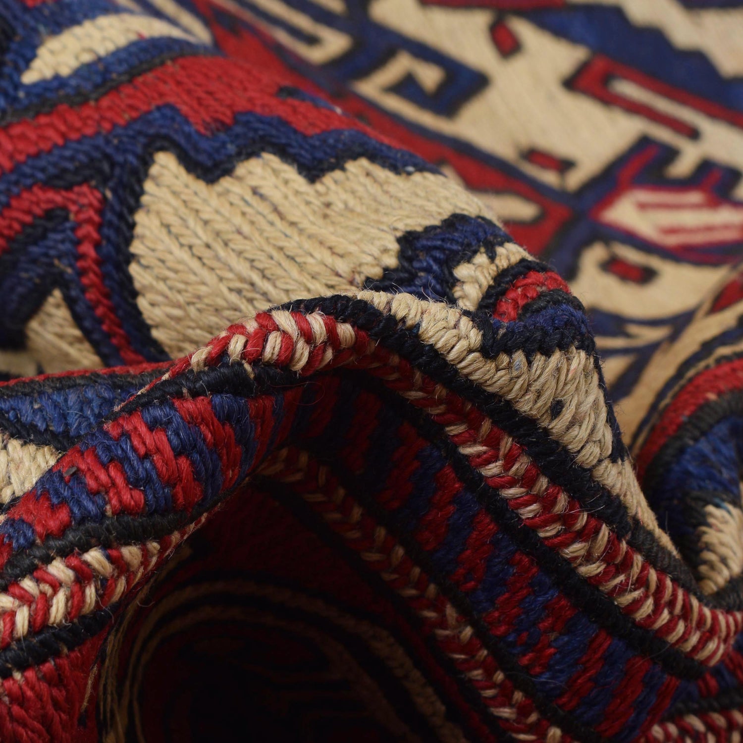 Saghari Kilim Area Rug Handmade Beige Geometric 7x10 ft