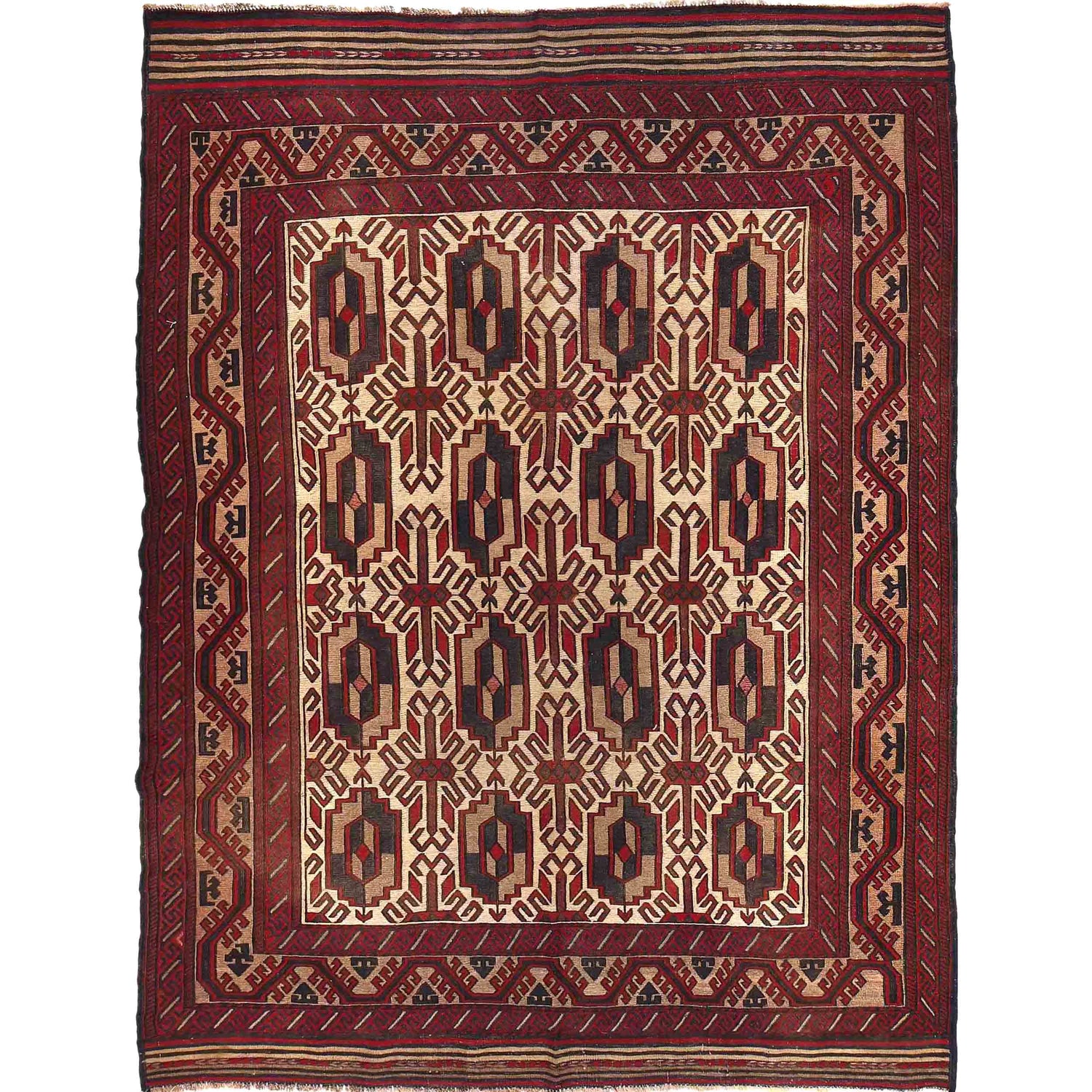 Saghari Kilim Area Rug Handmade Multi Floral 6x9 ft