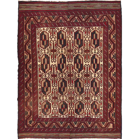 Saghari Kilim Area Rug Handmade Multi Floral 6x9 ft